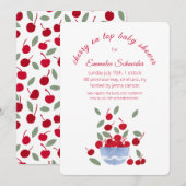 Cherry Thema Wasserfarbe Kinderdusche Einladung (Vorne/Hinten)
