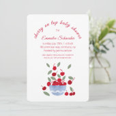 Cherry Thema Wasserfarbe Kinderdusche Einladung (Stehend Vorderseite)