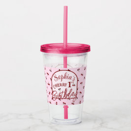 Cherry Theme Erster Geburtstag Acrylic Tumbler Acryltrinkbecher