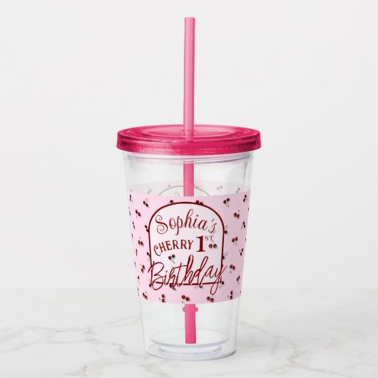 Cherry Theme Erster Geburtstag Acrylic Tumbler Acryltrinkbecher