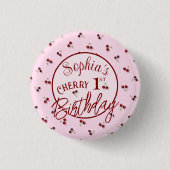 Cherry Theme First Birthday Button (Vorderseite)