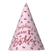 Cherry Theme First Birthday Party Hat Partyhütchen (Vorderseite)