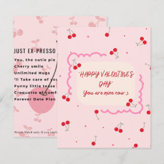 Cherry Themed Valentine cute funny Karte