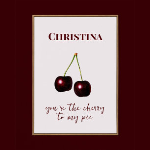 Cherry to My Pie Vintag Pink Dark Red Individuelle Poster