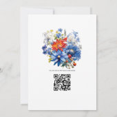 Cherry Tomato und Royal Blue Floral Wedding Einladung (Rückseite)