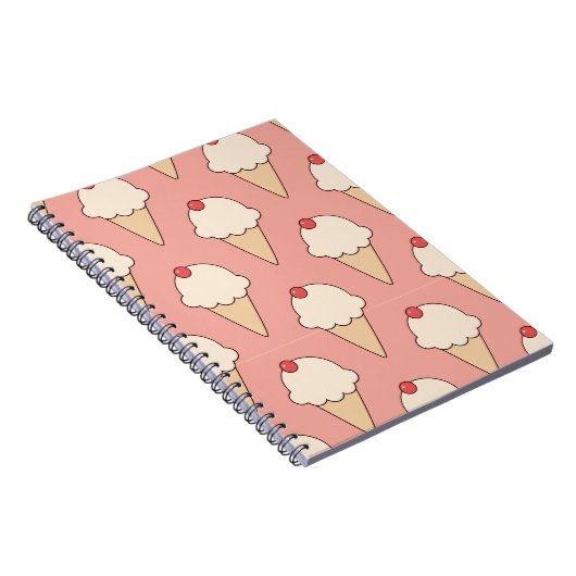 Cherry Top Ice Cream Conneys on Pink Notizblock (Rechte Seite)