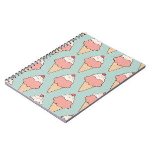 Cherry Top Pink Ice Cream Conf on Aqua Notizblock