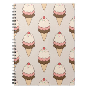 Cherry Top Triple Scoop Ice Cream Conton auf Creme Notizblock