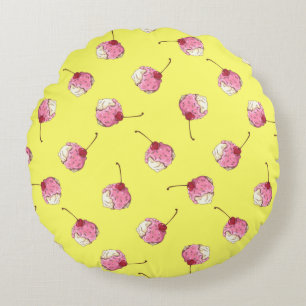 Cherry-Topped Ice Cream Muster Rundes Kissen