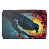 Cherry Tree Art verkleidete Glaskrähen, Ravens Badematte (Vorderseite)