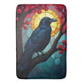 Cherry Tree Art verkleidete Glaskrähen, Ravens Badematte (Vorderseite Vertikal)