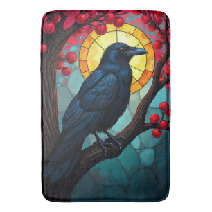 Cherry Tree Art verkleidete Glaskrähen, Ravens Badematte
