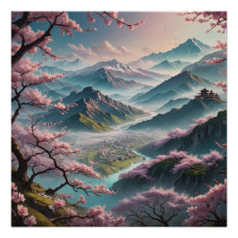 cherry tree blossoms poster