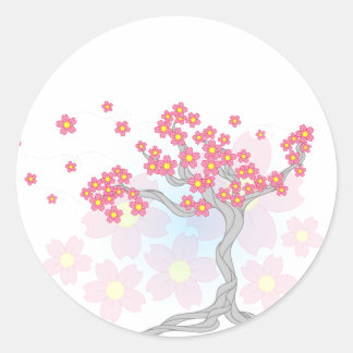 Cherry Tree Blüten Runder Aufkleber