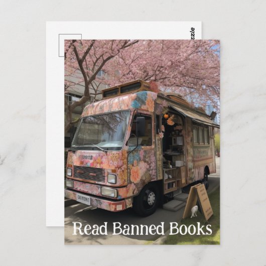 Cherry Tree Book Traveling Store Lesen Sie verbote Postkarte (Vorne/Hinten)