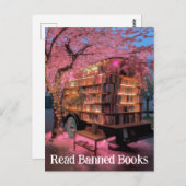 Cherry Tree Book Wagon Lesen verbotene Bücher Postkarte (Vorne/Hinten)