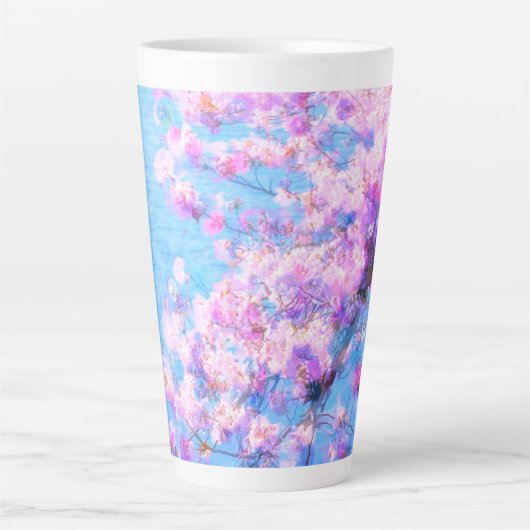 Cherry Tree Foto Malerei Latte Tasse (Vorderseite)