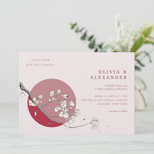 Cherry Tree Petals Wedding Einladungen (Stehend Vorderseite)