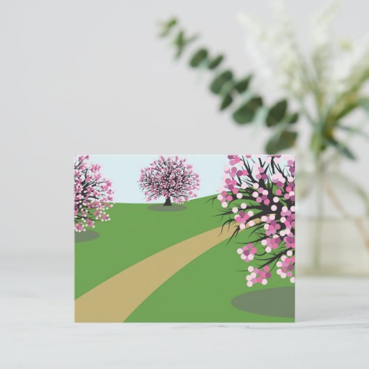 Cherry Trees Postkarte (Stehend Vorderseite)