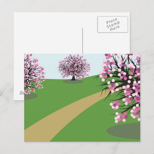 Cherry Trees Postkarte (Vorne/Hinten)