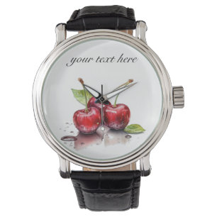 Cherry Trio in Wasserfarbe, nach Maß Armbanduhr