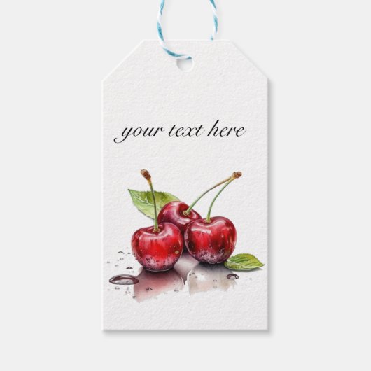 Cherry Trio in Wasserfarbe, nach Maß Geschenkanhänger (Vorderseite)