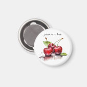 Cherry Trio in Wasserfarbe, nach Maß Magnet (Vorderseite/Rückseite)