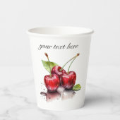 Cherry Trio in Wasserfarbe, nach Maß Pappbecher (Rückseite)