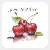 Cherry Trio in Wasserfarbe, nach Maß Quadratischer Aufkleber (Vorderseite)