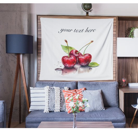 Cherry Trio in Wasserfarbe, nach Maß Wandteppich