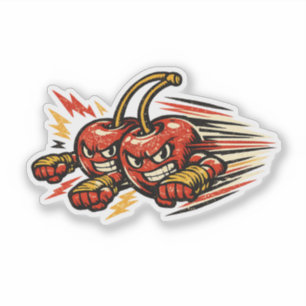 Cherry Twin Striker — Vintage Retro Duo Kämpfer Aufkleber
