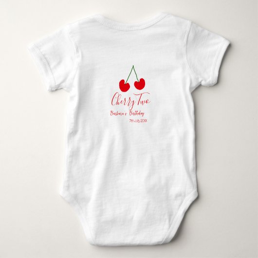 Cherry two 2nd birthday red cherry kids simple baby strampler (Rückseite)