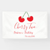 Cherry two 2nd birthday red cherry kids simple banner (Horizontal)