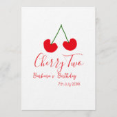 Cherry two 2nd birthday red cherry kids simple  einladung (Vorderseite)