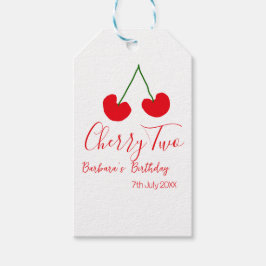 Cherry two 2nd birthday red cherry kids simple  geschenkanhänger