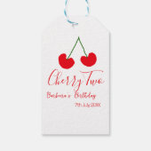 Cherry two 2nd birthday red cherry kids simple geschenkanhänger (Rückseite)