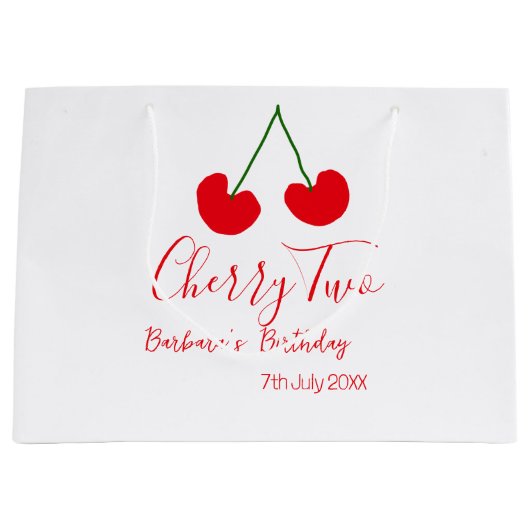Cherry two 2nd birthday red cherry kids simple  große geschenktüte (Vorderseite)