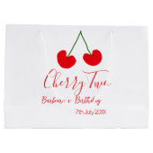 Cherry two 2nd birthday red cherry kids simple  große geschenktüte (Rückseite)