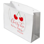 Cherry two 2nd birthday red cherry kids simple  große geschenktüte (Rückseite Schrägansicht)