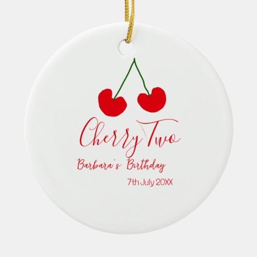 Cherry two 2nd birthday red cherry kids simple keramik ornament (Vorne)