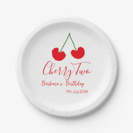 Cherry two 2nd birthday red cherry kids simple  pappteller