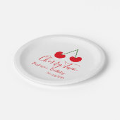 Cherry two 2nd birthday red cherry kids simple  pappteller (Schrägansicht)