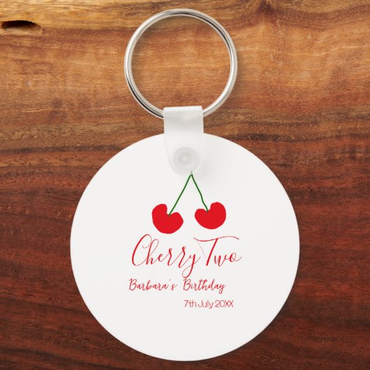 Cherry two 2nd birthday red cherry kids simple schlüsselanhänger (Rückseite)