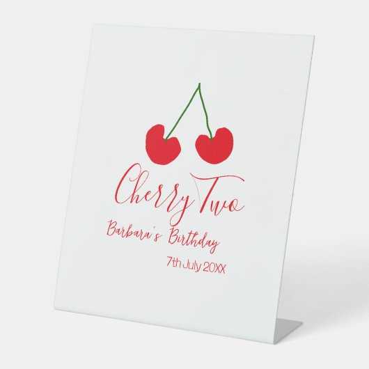 Cherry two 2nd birthday red cherry kids simple sockelschild (Vorderseite)