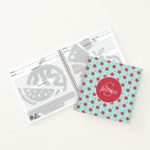 Cherry und Blue Polka Dot Muster Personalisiert Notizblock (Innenseite)
