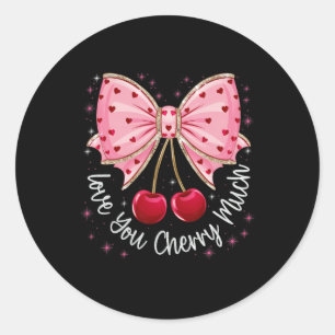 Cherry und Bows Niedliche Kirsche Liebe Sie viel V Runder Aufkleber