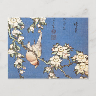 Cherry und Bullfinch von Hokusai Postkarte