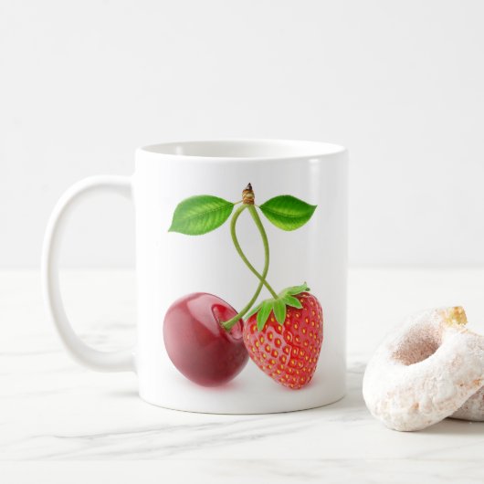 Cherry und Erdbeere zusammen Kaffeetasse (Mit Donut)