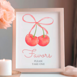 Cherry und Pink Ribbon Baby Dusche Favoriten Schil Fotodruck