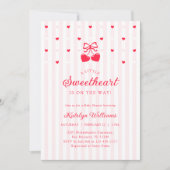 Cherry Valentine Bow Baby Shower Invitation Einladung (Vorderseite)
